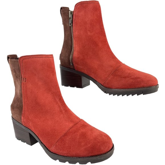 Sorel Shoes - Sorel Boots Women's Size 6.5 Cate Bootie Carnelian Red Leather side zip $180